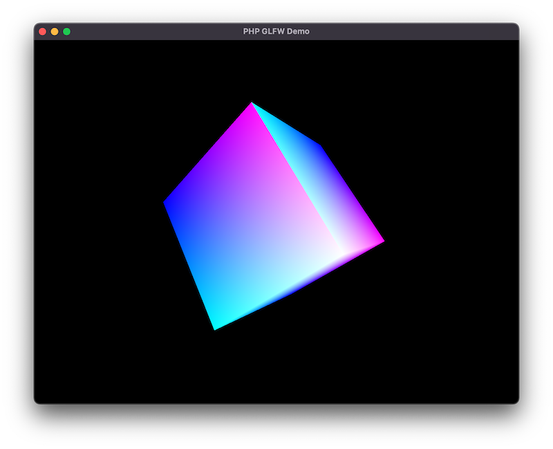 A 3D Cube drawn with OpenGL in PHP