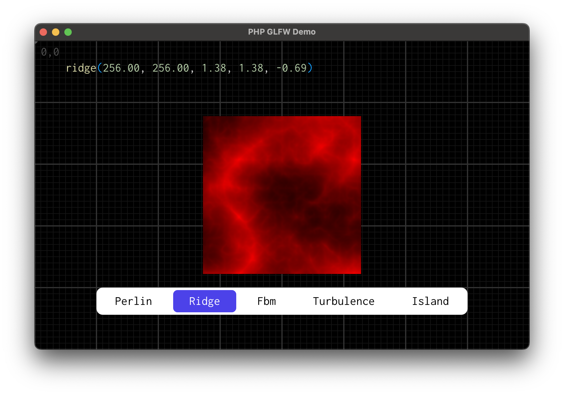 Noise explorer Example (PHP-GLFW VG)